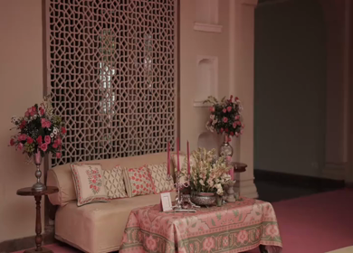 A Slow Motion Shot of an Indian Wedding Venue Decoration in India