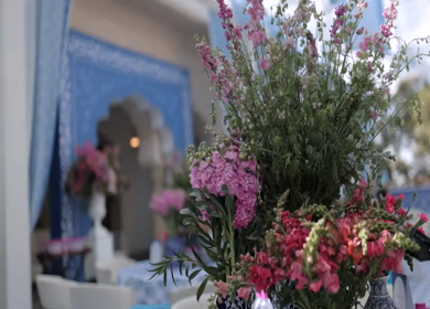 A Slow Motion Shot of an Indian Wedding Venue Decoration in India
