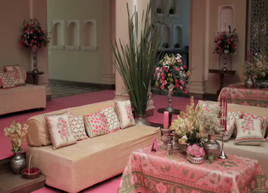 A Slow Motion Shot of an Indian Wedding Venue Decoration in India