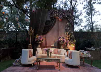 A Slow Motion Shot of an Indian Wedding Venue Decoration in India