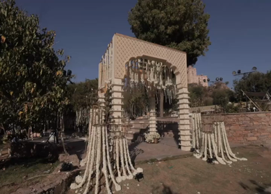 A Slow Motion Shot of an Indian Wedding Venue Decoration in India