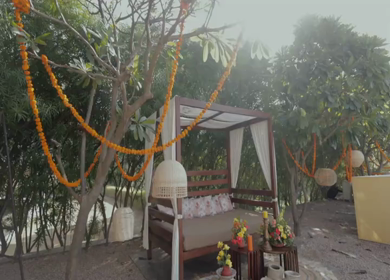 A Slow Motion Shot of an Indian Wedding Venue Decoration in India