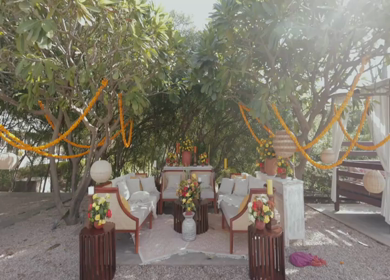 A Slow Motion Shot of an Indian Wedding Venue Decoration in India