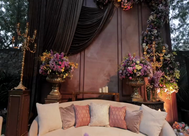 A Slow Motion Shot of an Indian Wedding Venue Decoration in India