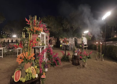 A Slow Motion Shot of an Indian Wedding Venue Decoration in India