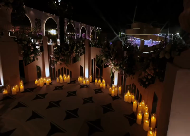 A Slow Motion Shot of an Indian Wedding Venue Decoration in India