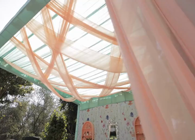 A Slow Motion Shot of an Indian Wedding Venue Decoration in India