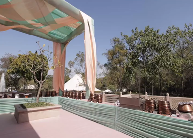A Slow Motion Shot of an Indian Wedding Venue Decoration in India
