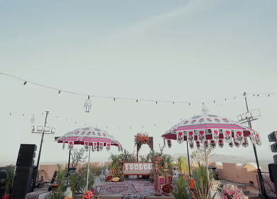 A Slow Motion Shot of an Indian Wedding Venue Decoration in India