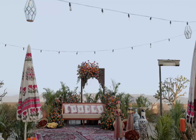 A Slow Motion Shot of an Indian Wedding Venue Decoration in India