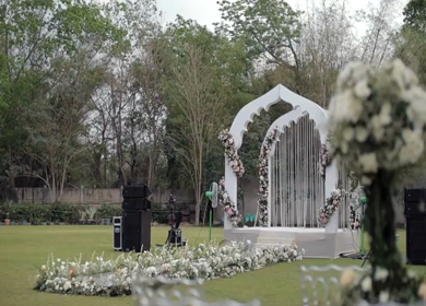 A Slow Motion Shot of an Indian Wedding Venue Decoration in India
