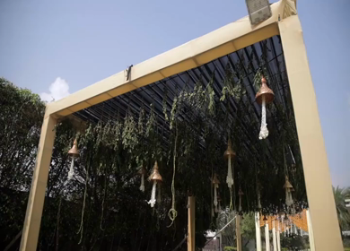 A Slow Motion Shot of an Indian Wedding Venue Decoration in India