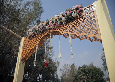 A Slow Motion Shot of an Indian Wedding Venue Decoration in India