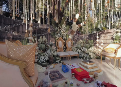 A Slow Motion Shot of an Indian Wedding Venue Decoration in India