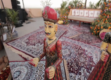 A Slow Motion Shot of an Indian Wedding Venue Decoration in India