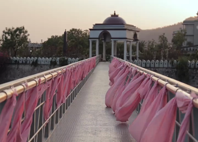 A Slow Motion Shot of an Indian Wedding Venue Decoration in India