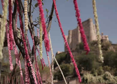A Slow Motion Shot of an Indian Wedding Venue Decoration in India