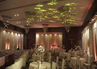 A Slow Motion Shot of an Indian Wedding Venue Decoration in India