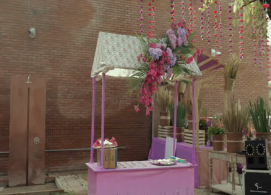 A Slow Motion Shot of an Indian Wedding Venue Decoration in India