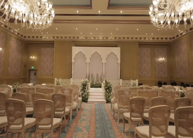 A Slow Motion Shot of an Indian Wedding Venue Decoration in India