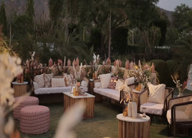 A Slow Motion Shot of an Indian Wedding Venue Decoration in India