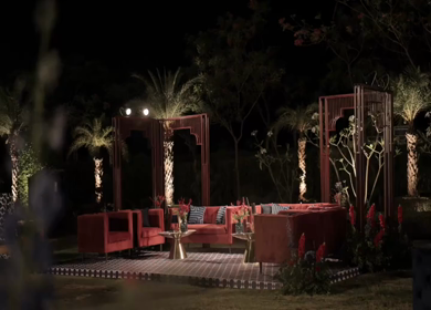 A Slow Motion Shot of an Indian Wedding Venue Decoration in India