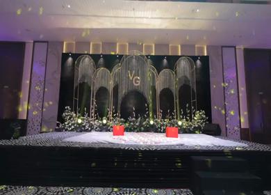 A Slow Motion Shot of an Indian Wedding Venue Decoration in India