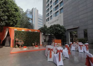 A Slow Motion Shot of an Indian Wedding Venue Decoration in India