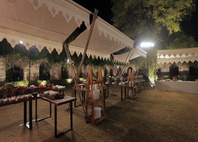 A Slow Motion Shot of an Indian Wedding Venue Decoration in India