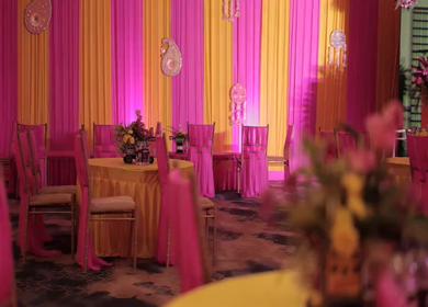 A Slow Motion Shot of an Indian Wedding Venue Decoration in India