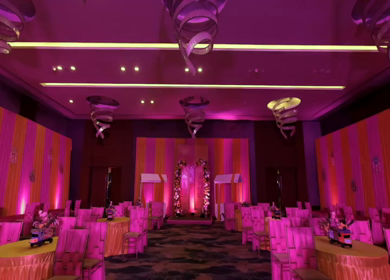 A Slow Motion Shot of an Indian Wedding Venue Decoration in India