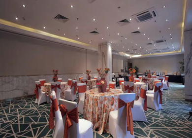 A Slow Motion Shot of an Indian Wedding Venue Decoration in India