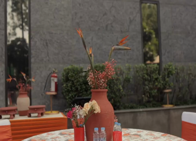 A Slow Motion Shot of an Indian Wedding Venue Decoration in India