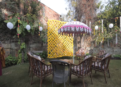 9th February, 2024 : A shot of Indian Wedding venue decorated at New Delhi, India