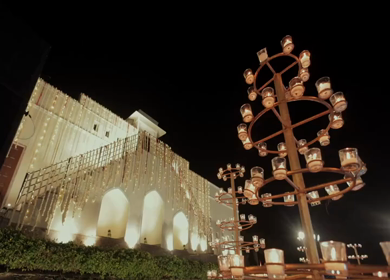 A Slow Motion Shot of an Indian Wedding Venue Decoration in India