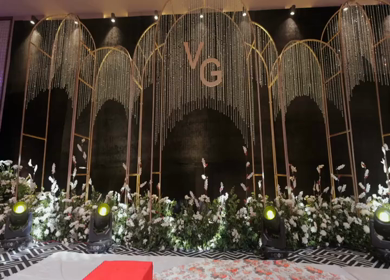 A Slow Motion Shot of an Indian Wedding Venue Decoration in India