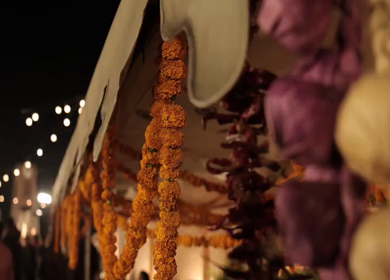 A Slow Motion Shot of an Indian Wedding Venue Decoration in India