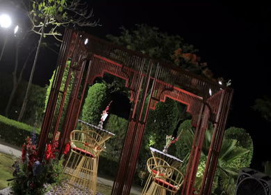 A Slow Motion Shot of an Indian Wedding Venue Decoration in India