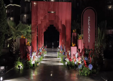 A Slow Motion Shot of an Indian Wedding Venue Decoration in India