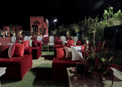 A Slow Motion Shot of an Indian Wedding Venue Decoration in India