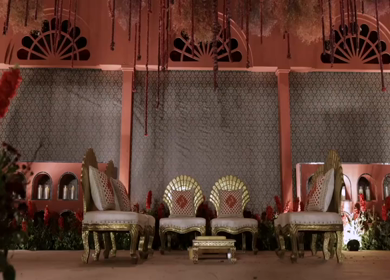 A Slow Motion Shot of an Indian Wedding Venue Decoration in India