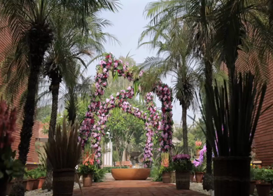 A Slow Motion Shot of an Indian Wedding Venue Decoration in India
