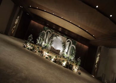 A Slow Motion Shot of an Indian Wedding Venue Decoration in India