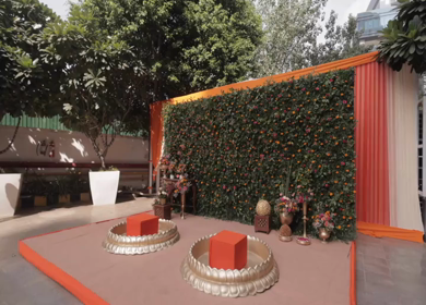 A Slow Motion Shot of an Indian Wedding Venue Decoration in India