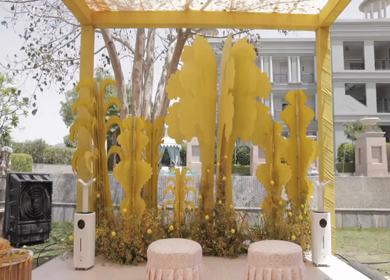 A Slow Motion Shot of an Indian Wedding Venue Decoration in India