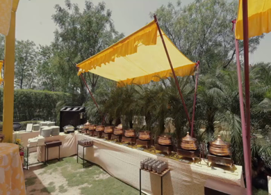 A Slow Motion Shot of an Indian Wedding Venue Decoration in India
