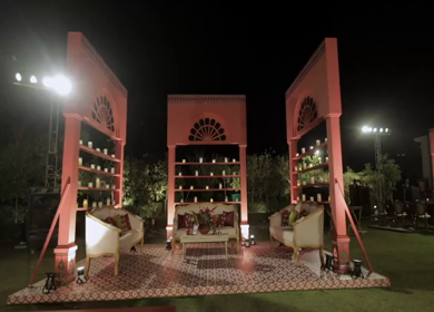 A Slow Motion Shot of an Indian Wedding Venue Decoration in India