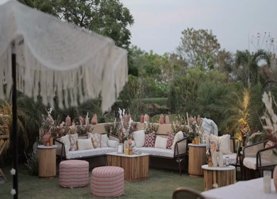 A Slow Motion Shot of an Indian Wedding Venue Decoration in India