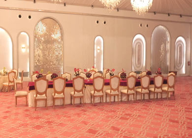 9th February, 2024 : A shot of Indian Wedding venue decorated at New Delhi, India