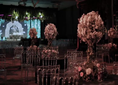 A Slow Motion Shot of an Indian Wedding Venue Decoration in India